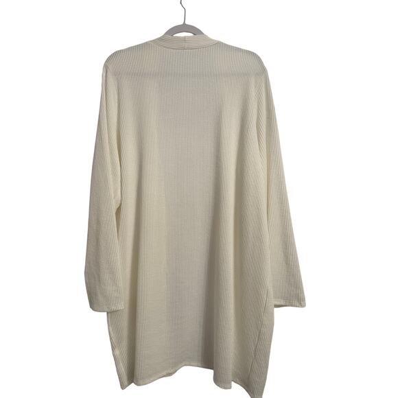 Womens Plus 1X Chic Lagenlook Ribbed Open Front Long Sleeve Longline Cardigan - Picture 2 of 10